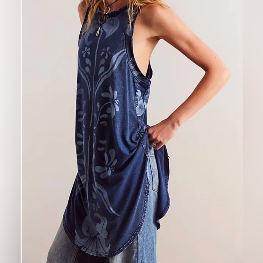 NWOT Free People We The Free Lilah Tank Tunic in Indigo Size Small - Picture 10 of 10